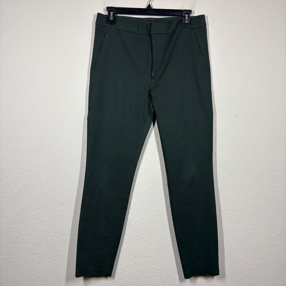 Club Monaco Size 6 Ankle Dress Pants Green Cotton Blend Zipped Pocket Pull On